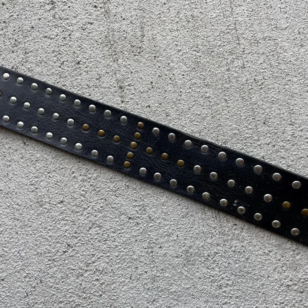 Y2K vintage 2000s black leather studded Calvin Klein belt indie sleaze | XL